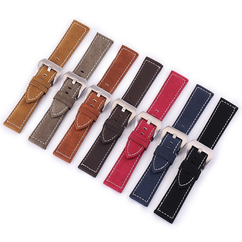 Frosted Cowhide Leather Watch Strap High-end Pure Handmade Thick Thread