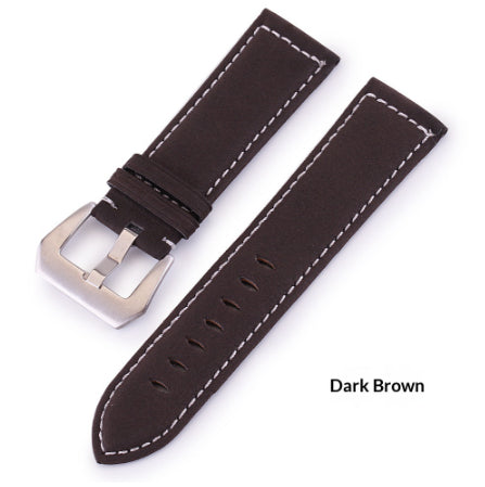 Frosted Cowhide Leather Watch Strap High-end Pure Handmade Thick Thread