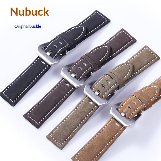 Frosted Cowhide Leather Watch Strap High-end Pure Handmade Thick Thread